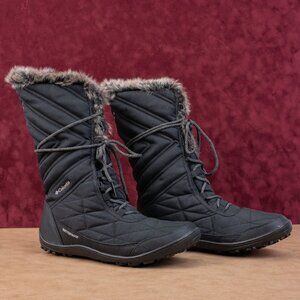 Columbia Women Minx III Mid Pac Black Fabric Waterproof Mid Calf Boots sz 11